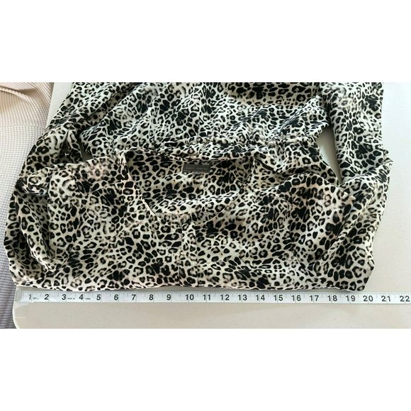 Vince Camuto Women's Leopard Print Drawstring Dress Size 4 Long Sleeve Scoop Hem - Picture 8 of 10